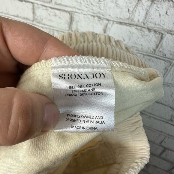 Shona Joy Pants Holly Drop Crotch Corduroy High Waist Straight Leg Cream White 2 - Picture 6 of 9